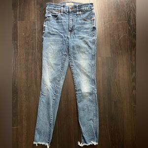 Madewell Raw Hem 10” High Rise Blue Skinny Jeans
